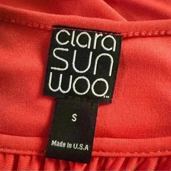 Clara Sun Woo Women’s Small Red Side Tie Tunic Cold Shoulder 3/4 Sleeve Top - Picture 9 of 10